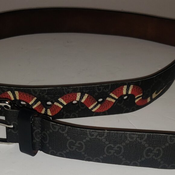 Gucci Borwn GG Supreme Kingsnake Belt - Picture 3 of 16